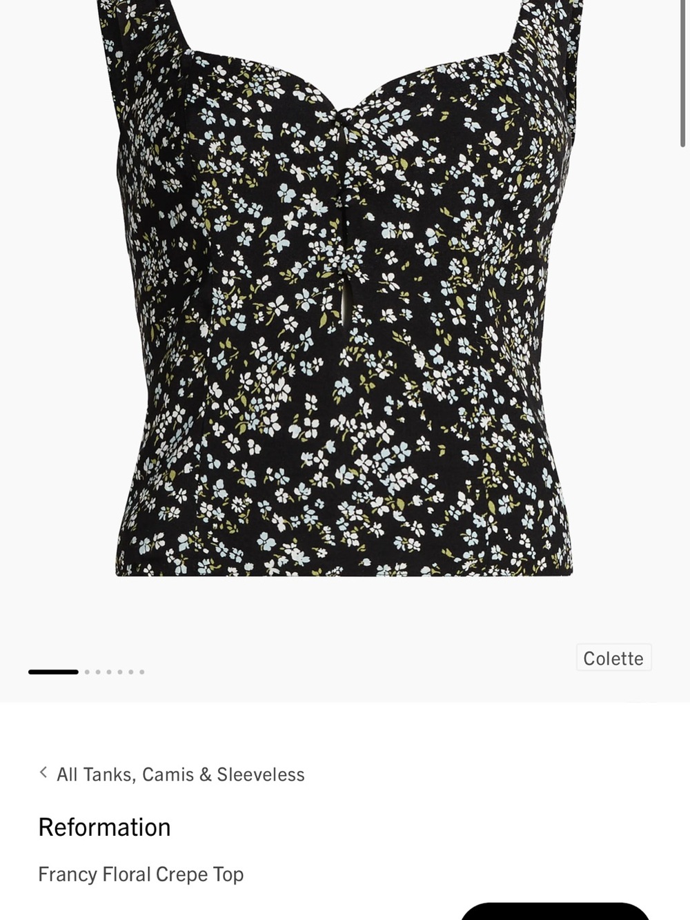 Reformation Black Floral Bustier Camisole